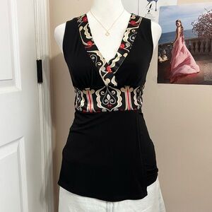 Vintage Black and Red Patterned Tank Top